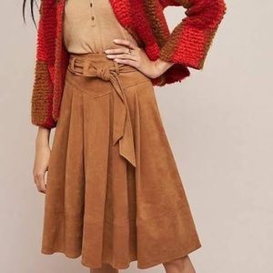 Anthropologie suede skirt
